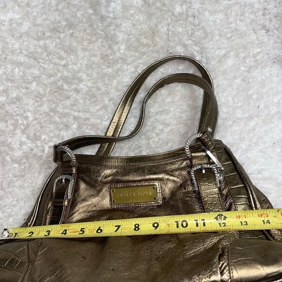 Judith Ripka leather Bronze Large  shoulder bag silver tone hardwares - Picture 14 of 16